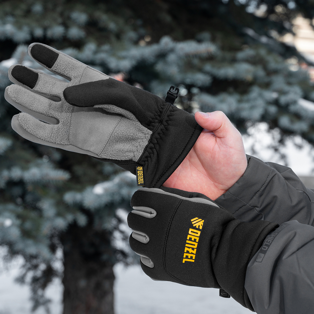 Перчатки универсальные, искусственный мех, работа с сенсорным экраном, размер 9 Denzel