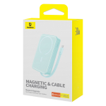 Внешний аккумулятор + Беспроводная зарядка Baseus Magnetic Mini Type-C Edition 2C+Qi 10000mAh 30W (MagSafe) - Peppermint Blue