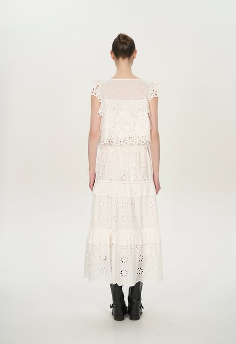 Юбка белая с кружевными рюшами