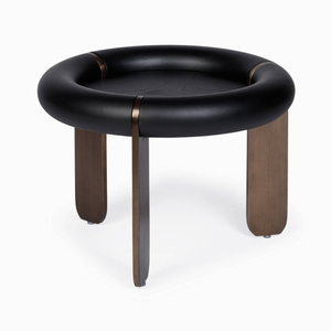 Кофейный столик Luca диаметр 60 шпон дуба, черный