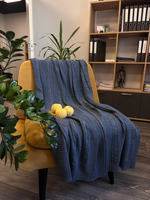 Вязаный плед "Косы" 110х170см (темно-серый)