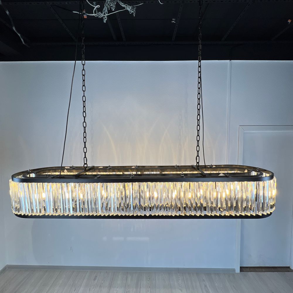 Подвесная Люстра Rh 1920S Odeon Clear Glass Black 180 By Imperiumloft