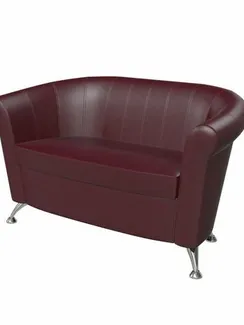 Диван «ЛАГУНА», обивка кожзам бордовый