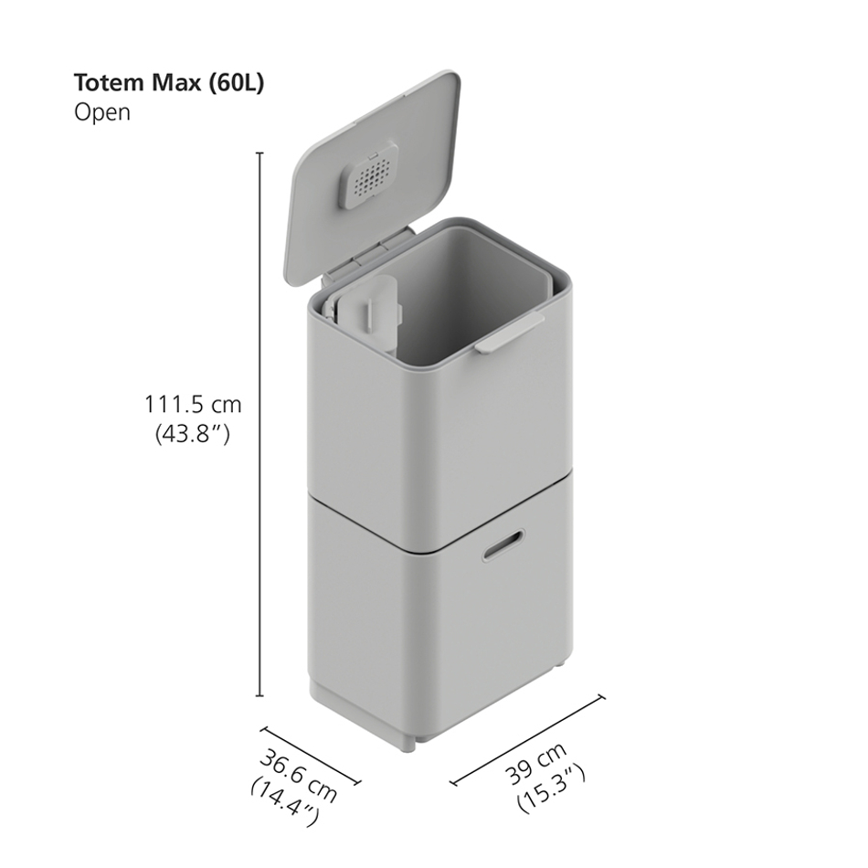 Контейнер для мусора с двумя баками Totem Max 60 л графит, Joseph Joseph