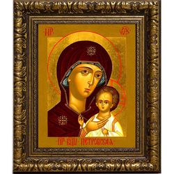 Петровская икона божьей матери на холсте.