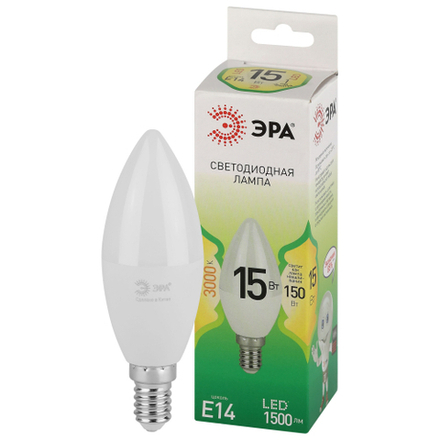 Лампочка светодиодная ЭРА GREEN LINE LED B35-15W-830-E14 GL E14 15 Вт свеча теплый свет