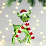Елочная игрушка «Оленёнок в шапочке» 7*4*13 см, Салатовый