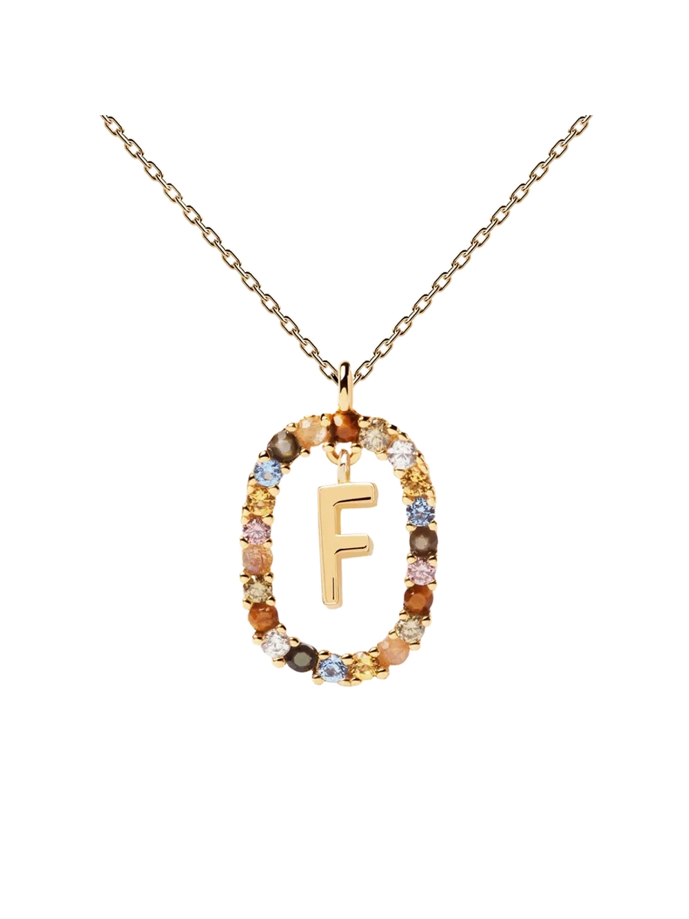 Колье Буква F серебро 925 пробы покрытое золотом