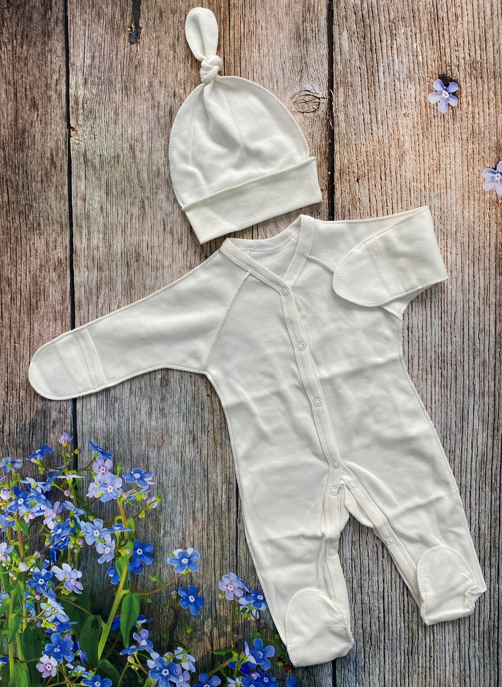 Комплект на выписку 6 предметов велюр "Мишка" (Цвет: Серо-розовый)