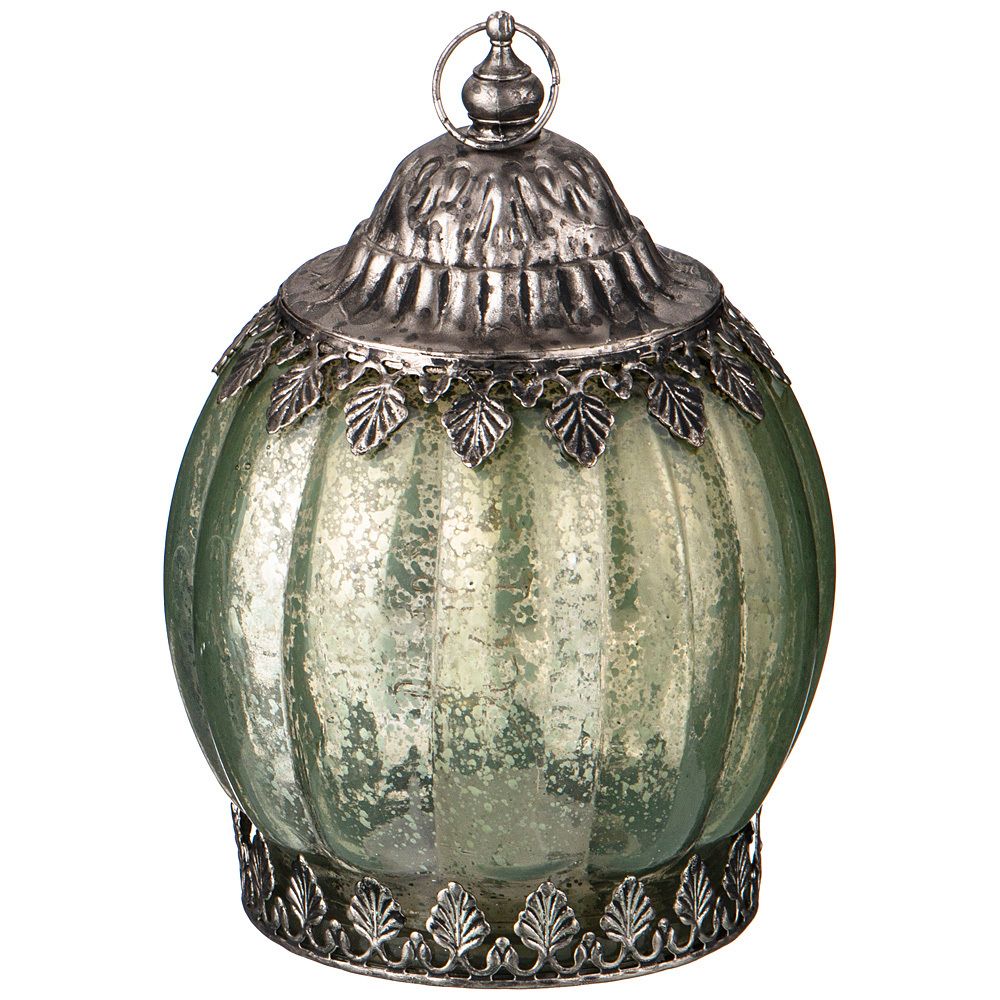 СВЕТИЛЬНИК С LED-ПОДСВЕТКОЙ И МЕТАЛЛ.ЭЛЕМЕНТАМИ, Д=12СМ, В=16СМ, ЗЕЛЕНЫЙ (КОР=12ШТ.)