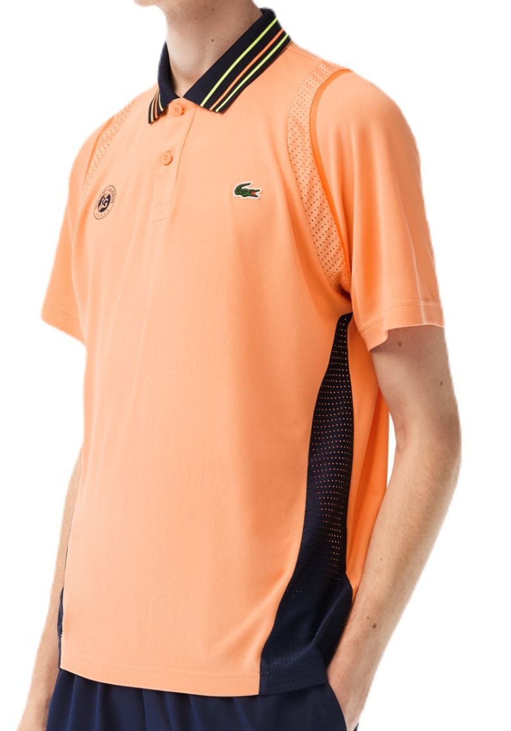 Теннисное поло Lacoste Sport Roland Garros Edition Ultra-Dry Two Tone Polo Shirt - light orange/navy blue