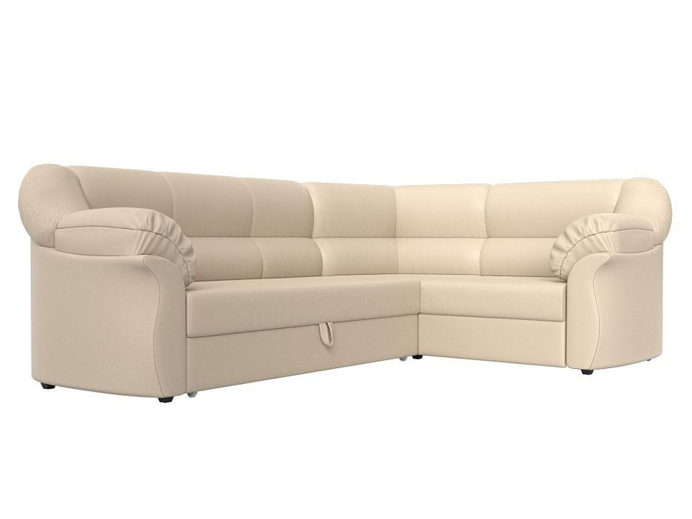 Диван угловой Карнелла правый угол, Бежевый, Экокожа, 29429