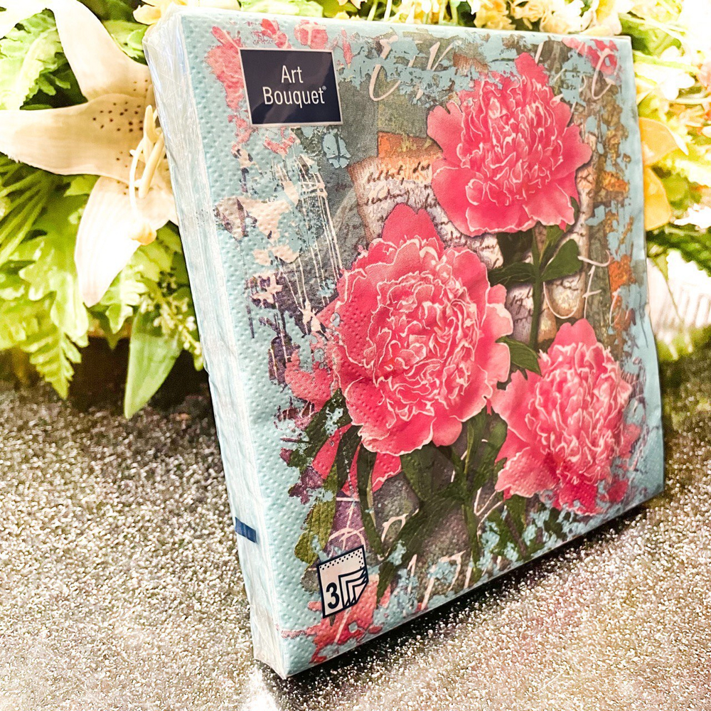 ПИОНЫ NEW      Салфетки 20л Bouquet Original, 3-х слойные  *12шт