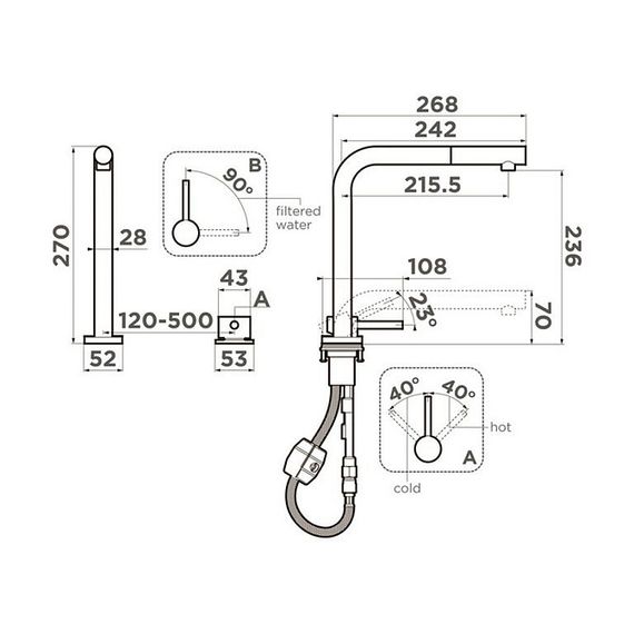 Смеситель Omoikiri Nara 2 Plus-S-C латунь/хром