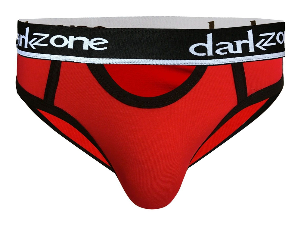 Красные мужские трусы-брифы с вырезом (Размер: S) (Цвет: красный)