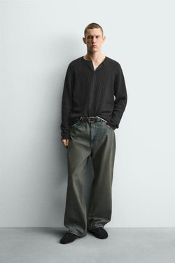 ZARA ДЖИНСЫ СВОБОДНОГО КРОЯ, ЗЕЛЕНОВАТО-СИНИЙ