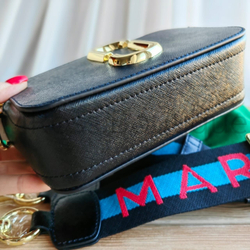 Темно-синяя сумка Marc Jacobs Logo Strap Snapshot Blue Sea Multi