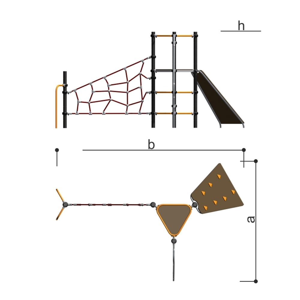 Детский спортивный комплекс с канатным лазом Серия треугольник Romana 401.27.00