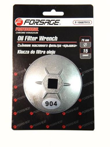 Съемник масляного фильтра ''крышка''74мм х 15гр (выпуклая грань), в блистере Forsage F-10687415