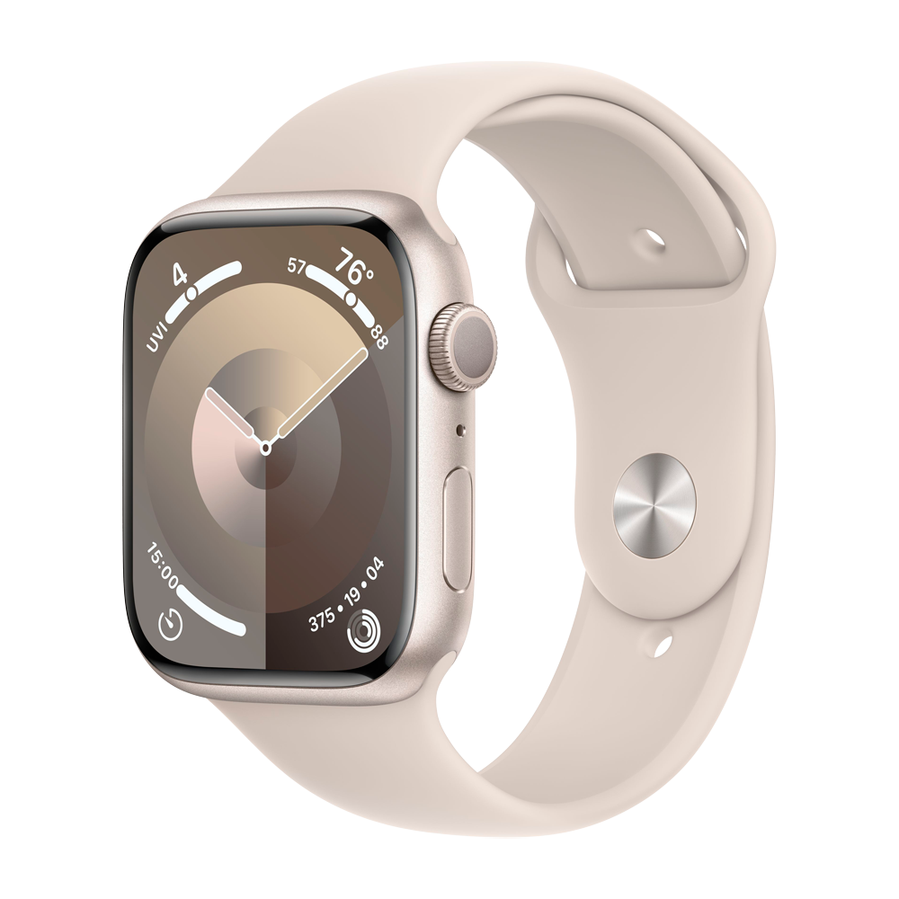 Умные часы Apple Watch Series 9 GPS, 45mm, Aluminium Case with Sport Band M/L, Starlight (Сияющая звезда)