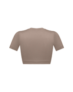 Бесшовный бежевый кроп топ с коротким рукавом
