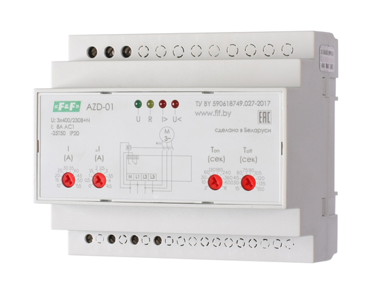 Реле защиты электродвигателей AZD-01 3х400/230+N 8А 1P IP20 ащита трехфазн. двигателей до 30кВт с транс. тока более 30кВт