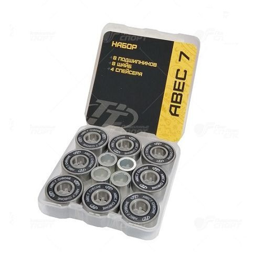 Подшипники 608RS, ABEC- 7, 8 шт.+8 шайб+4 спейсера. В пластиковой коробке ABEC-7 skate