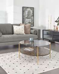 Журнальный столик Kamilah Ø84 см, мрамор, стекло