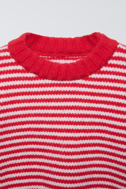 ZARA СВИТЕР В ПОЛОСКУ, КРАСНЫЙ