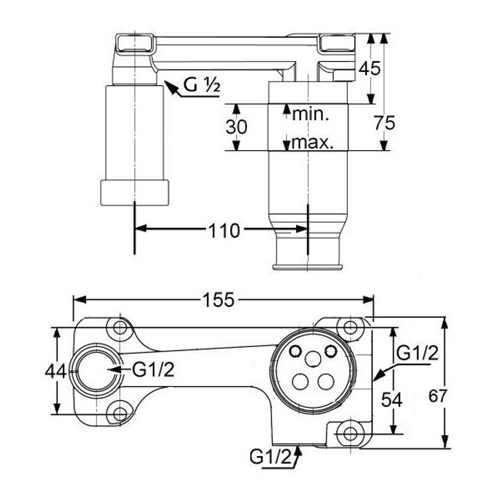 Скрытая часть смесителя для раковины Kludi 38243 схема