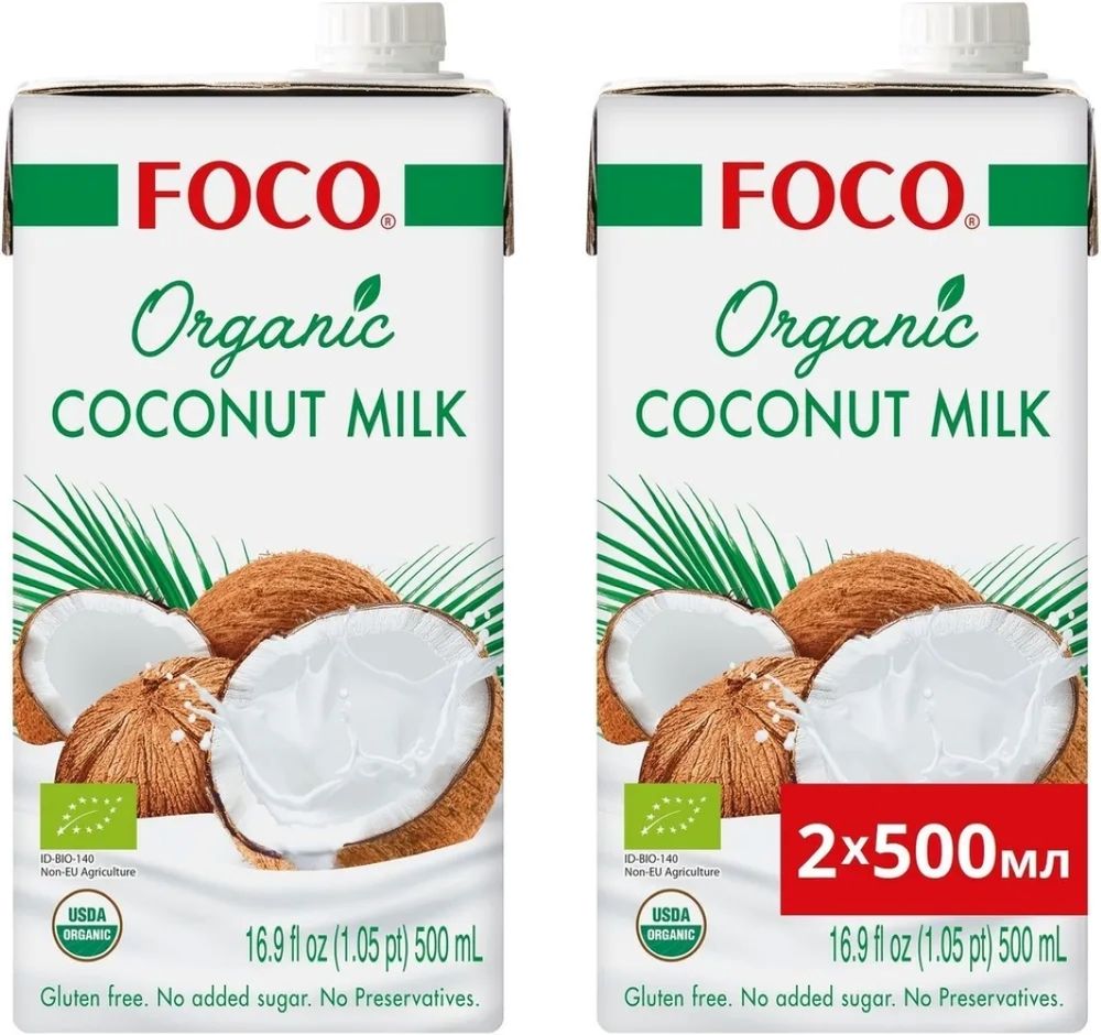 FOCO Organic кокосовое молоко 10-12% 500 мл, 6 шт