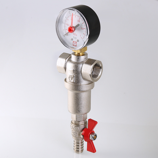 Фильтр промывной Valtec 3/4" 500/100 мкм с манометром (VT.390.N.05)