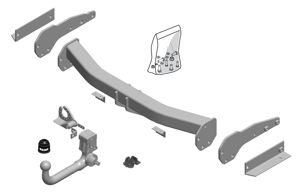 Фаркоп Brink (Thule) 583000 для Jeep Grand Cherokee (2013 - )(паспорт и сертификат в комплекте)(без электрики)