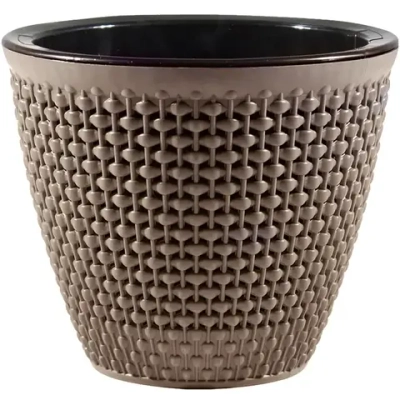 Кашпо для цветов пластиковое 2,25л d-17,5 см «Ротанг» Мокачино