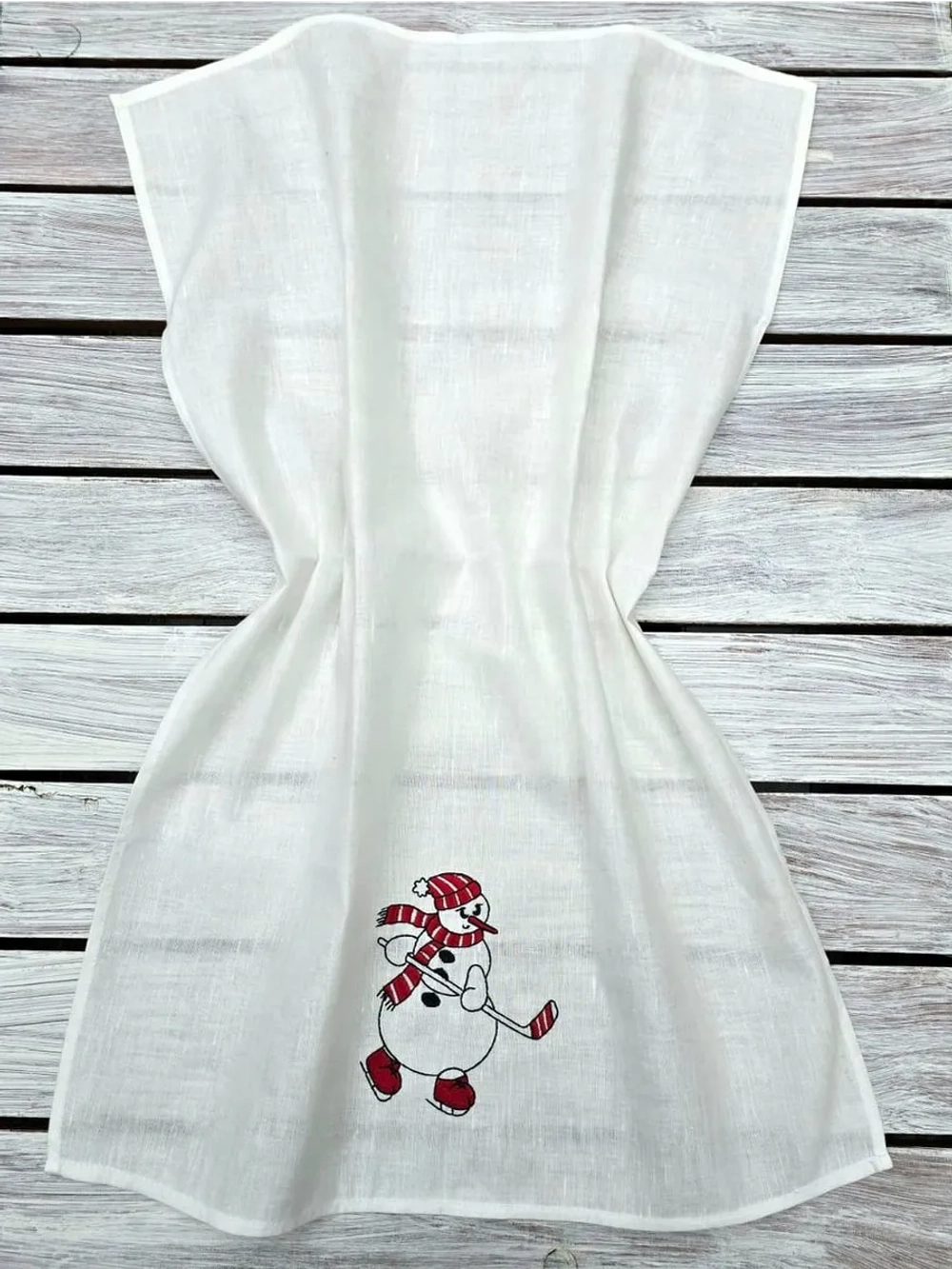 Полотенце кухонное в ретро-стиле Снеговик-хоккеист