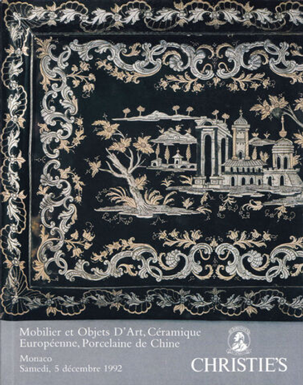 Каталог аукциона Christie's, Монако, Мебель, декоративно-прикладное искусство, европейский и китайский фарфор от 5 декабря 1992 года