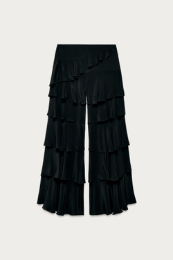 ZARA X MARISA BERENSON БРЮКИ С ВОЛАНАМИ, ЧЕРНЫЙ