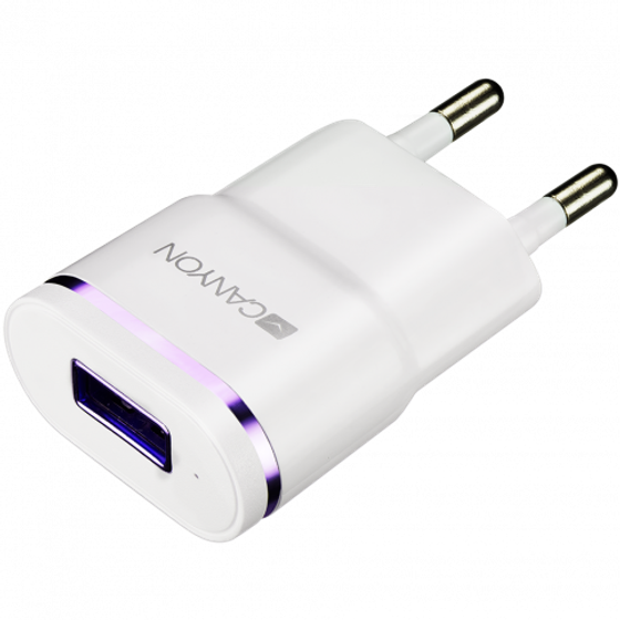 Canyon Universal 1xUSB AC charger (in wall) with over-voltage protection, plus light Адаптер питания