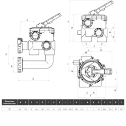 Вентиль боковой для песочного фильтра бассейна "CLASSIC" - НР2" / 63мм, тип 3 - 07444 - AstralPool, Испания