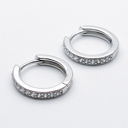 Ювелирные швензы Конго, родиевое покрытие, фианиты, размер 16*2,7 мм, цена за пару