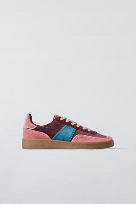 ZARA КРОССОВКИ ИЗ БАРХАТА, РОЗОВЫЙ