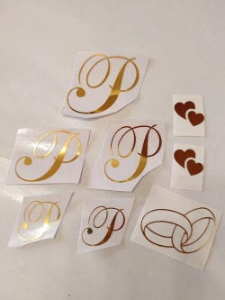 Наклейки свадебные зеркальное золото инициалы " Р "