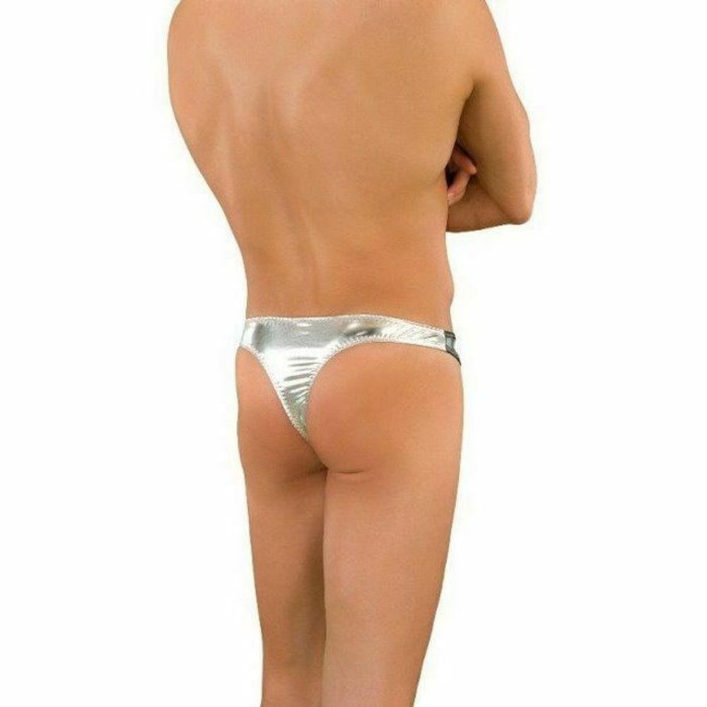 Мужские трусы тонги серебристые La Blinque LB15086