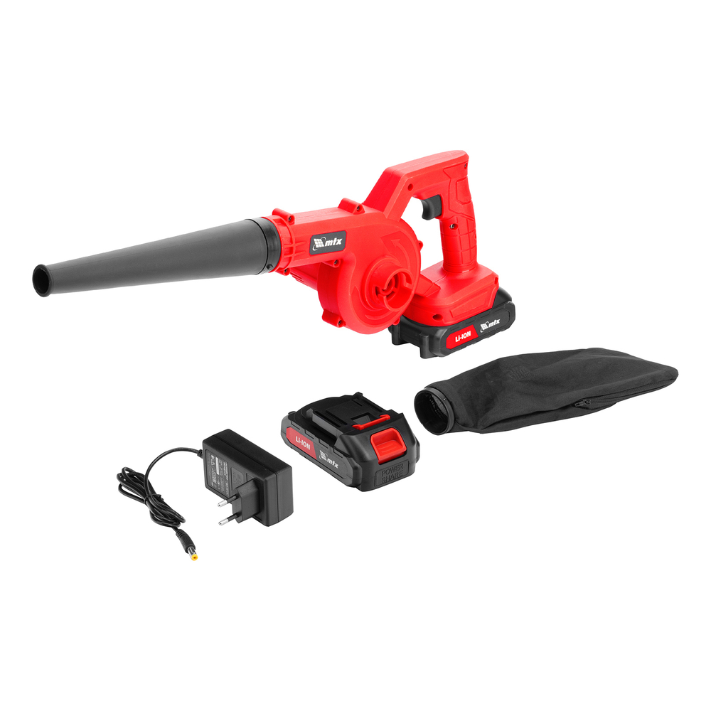 Воздуходувка-пылесос акк. портативная, LB-185, 35 м/с, 170 м3/ч, Li-Ion, 20 В // MTX