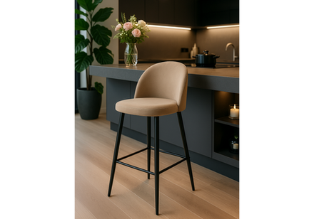 Барный стул Woodville Амизуре бежевый, черный матовый, ножки черные