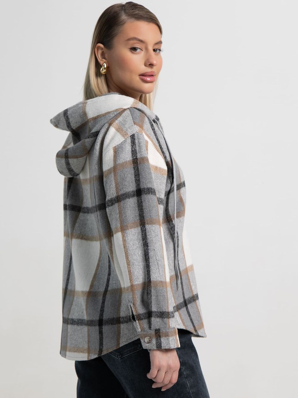 Рубашка теплая с капюшоном Олиссия (серая) Б15504-18М LT Collection