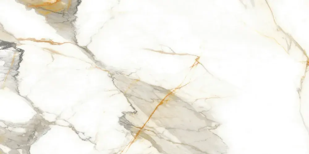 Керамогранит Alma Ceramica GFA114CLR04L Calacatta Oro 114x57 бежевый / белый лаппатированный под мрамор