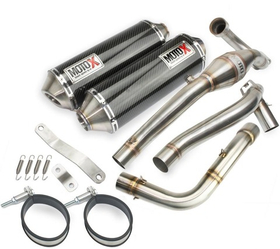 Full Exhaust System for Honda CRF250L-M-Rally (2012-2020). Made in Thailand. MOTO-X Twin Carbon