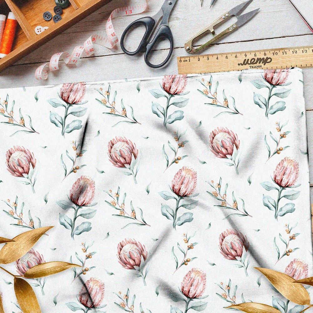 Ткань блэкаут цветок на стебле