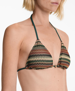 OYSHO Вязаный крючком треугольный топ бикини, зеленый